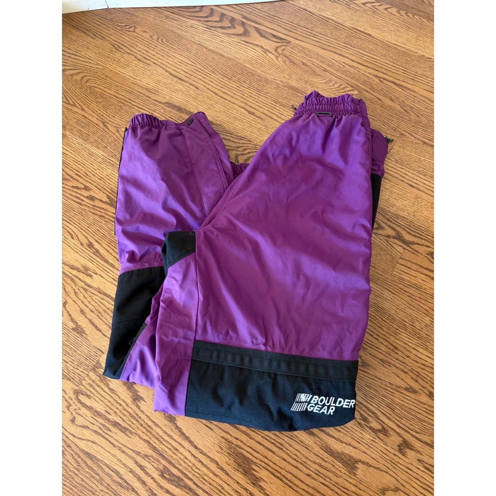 Boulder Gear Ski Pants Womens 10 Purple Black Vintage High Waist Full Side Zips